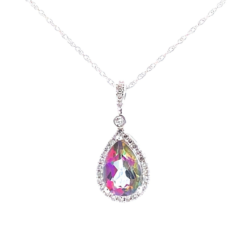 Mystic Fire Topaz Fashion Pendants 10KT White Gold