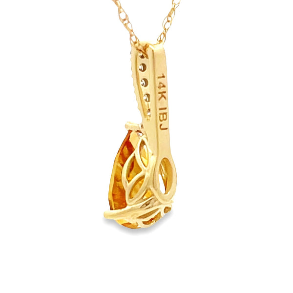 .63ct Citrine Diamond Fashion Pendants 14KT Yellow Gold