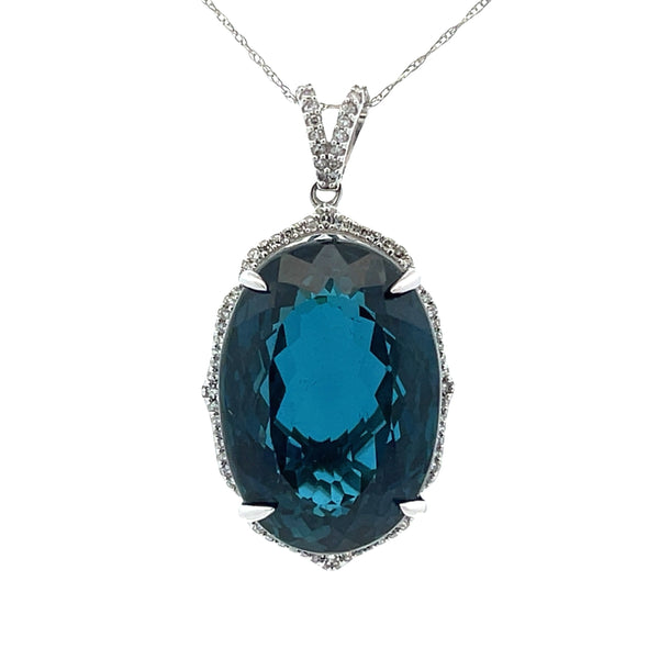 London Blue Topaz Fashion Pendants 14KT White Gold