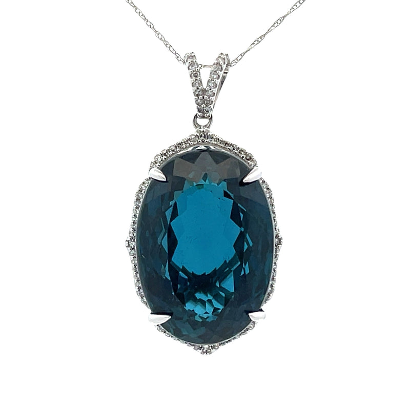 London Blue Topaz Fashion Pendants 14KT White Gold