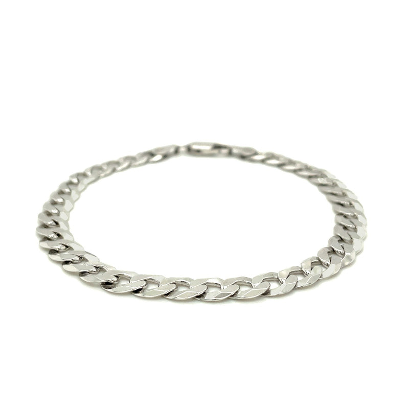 Rhodium Plated 7.2mm Sterling Silver Curb Style Bracelet