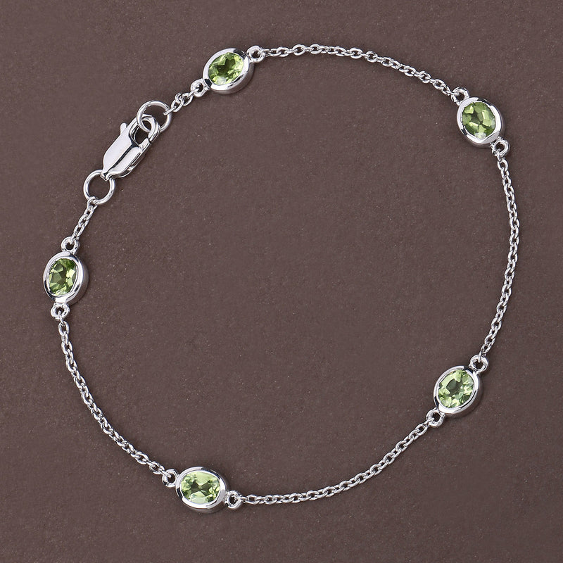 1.75 Carat Genuine Peridot .925 Sterling Silver Bracelet