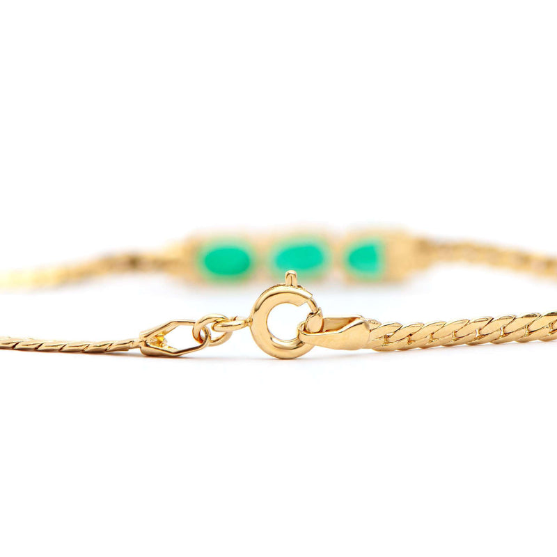 2.11 ctw Green Agate 18K Gold Plated Designer Bracelet