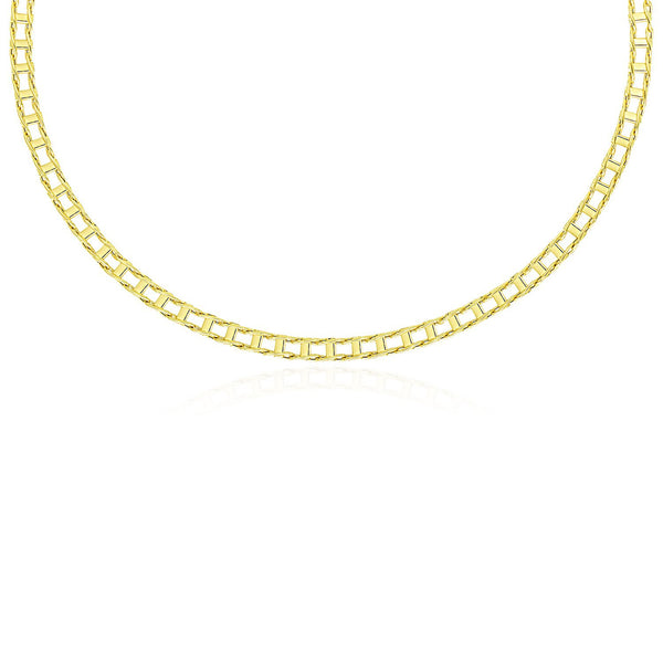 14k Yellow Gold Men's Necklace with Track Design Links