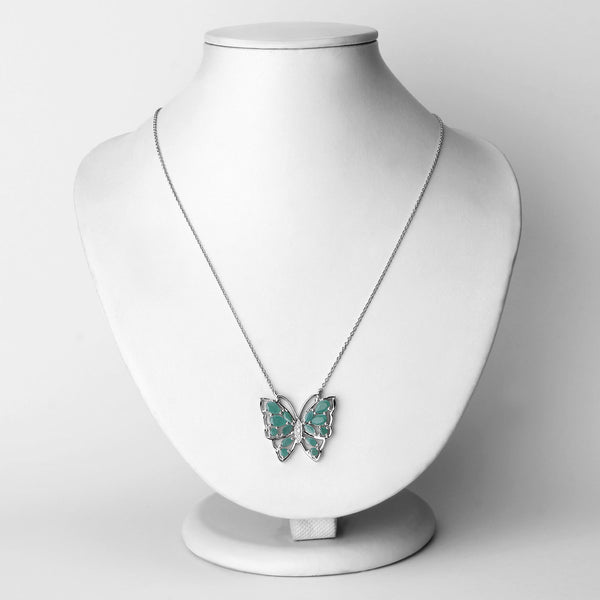 2.60 Carat Genuine Emerald and White Zircon .925 Sterling Silver Necklace