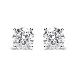 IGI Certified 14K White Gold 5.00 Cttw Round Brilliant-Cut Lab Grown Diamond Classic 4-Prong Stud Earrings with Screw Backs (F-G Color, SI1 Clarity)