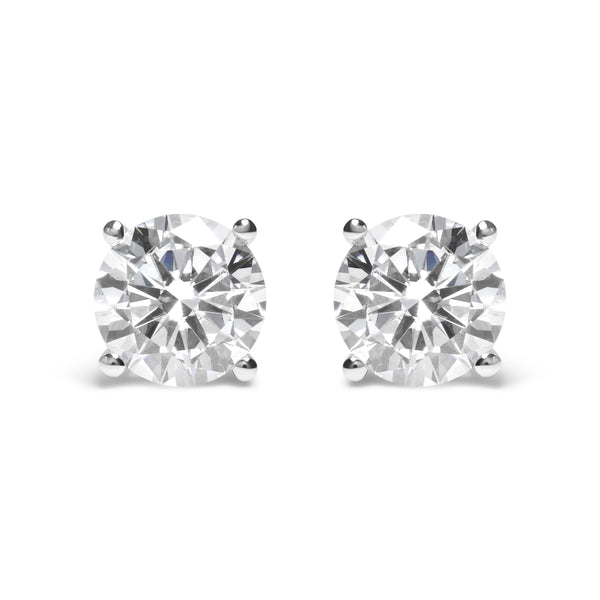 IGI Certified 14K White Gold 5.00 Cttw Round Brilliant-Cut Lab Grown Diamond Classic 4-Prong Stud Earrings with Screw Backs (F-G Color, SI1 Clarity)