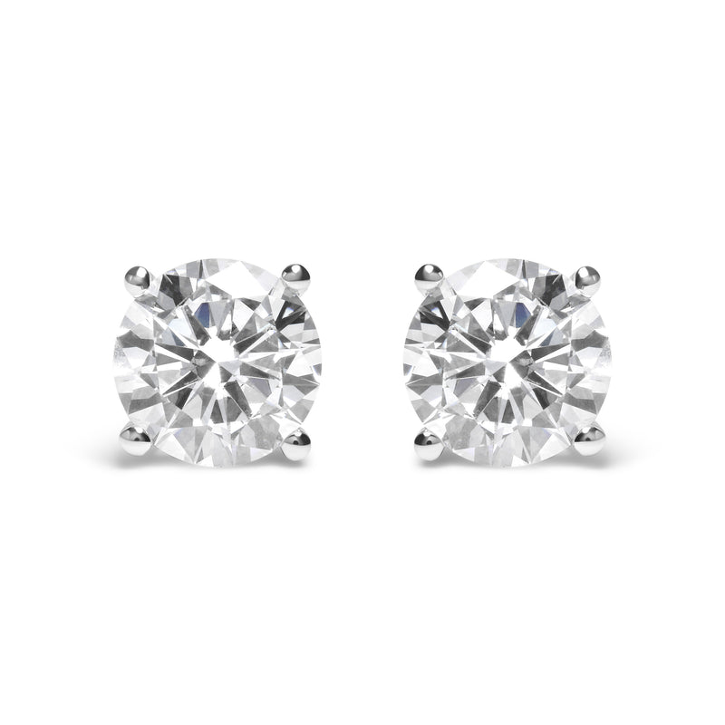 IGI Certified 14K White Gold 5.00 Cttw Round Brilliant-Cut Lab Grown Diamond Classic 4-Prong Stud Earrings with Screw Backs (F-G Color, SI1 Clarity)