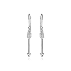 Sterling Silver Polished and Textured Arrow Earrings