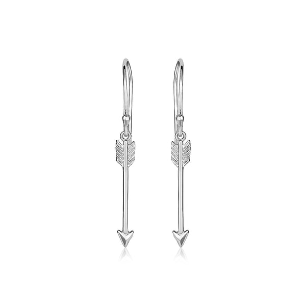 Sterling Silver Polished and Textured Arrow Earrings