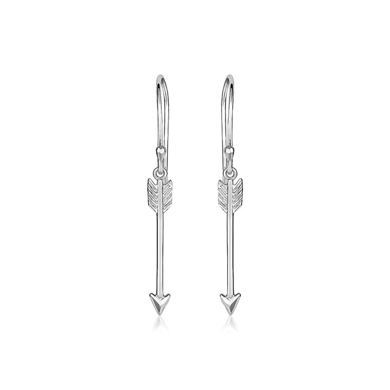 Sterling Silver Polished and Textured Arrow Earrings