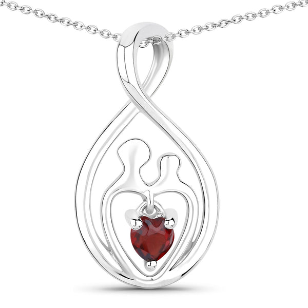 0.14 Carat Genuine Garnet .925 Sterling Silver Pendant