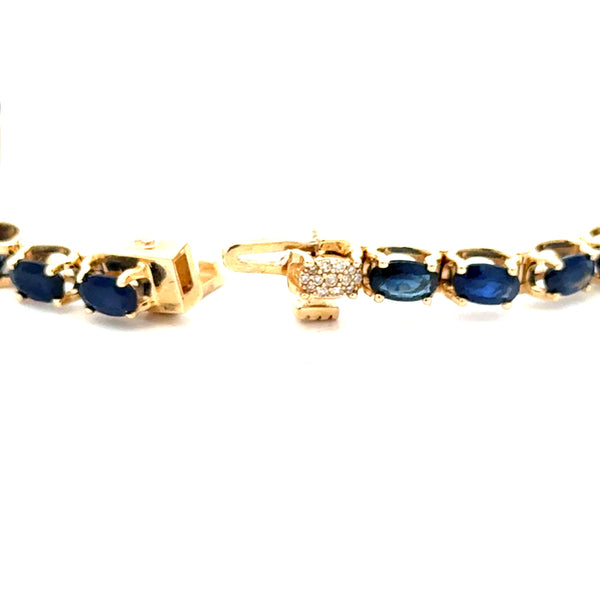 Sapphire Diamond Tennis Bracelet 14KT Yellow Gold