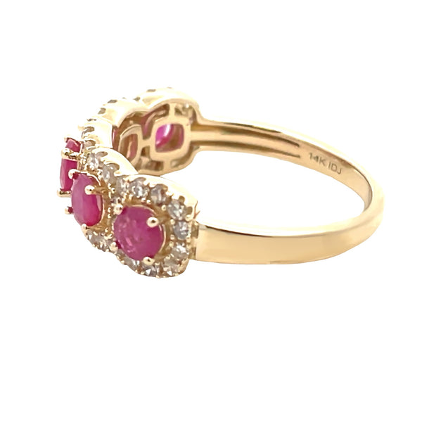 Natural 1.64ct Ruby Diamond Ring 14KT Yellow Gold