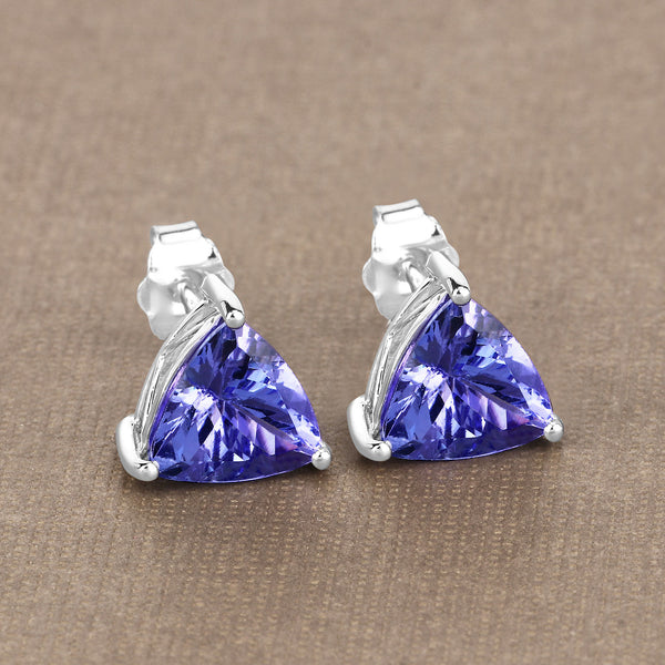 3.48 Carat Genuine Tanzanite 14K White Gold Earrings