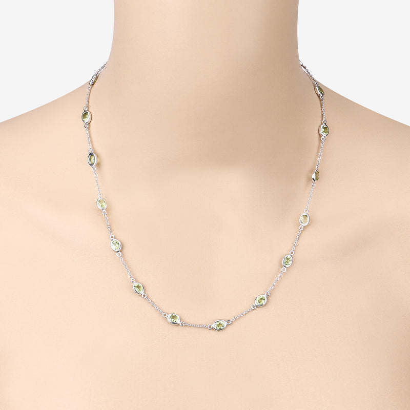 6.30 Carat Genuine Peridot .925 Sterling Silver Necklace