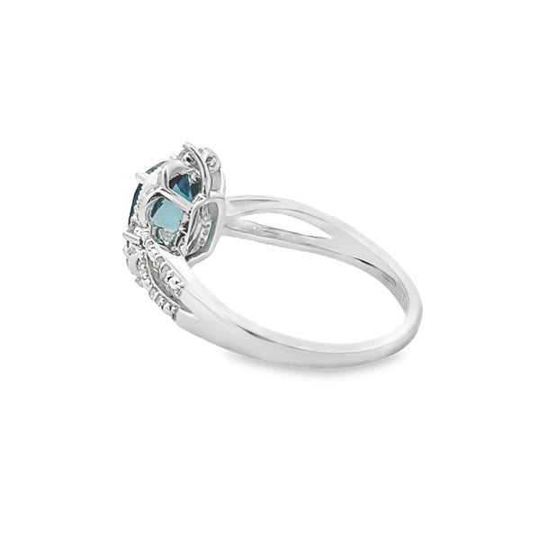 1.62ct London Blue Topaz Diamond Ring 14KT White Gold