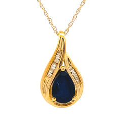 Sapphire Diamond Fashion Pendants 14KT Yellow Gold