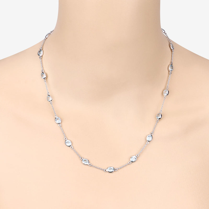 6.48 Carat Genuine Blue Topaz .925 Sterling Silver Necklace