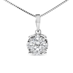 14k White Gold 1/2 Cttw Lab Grown Diamond Floral Cluster Pendant 18" Necklace (G-H Color, VS1-VS2 Clarity)