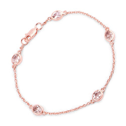 1.35 Carat Genuine Morganite .925 Sterling Silver Bracelet