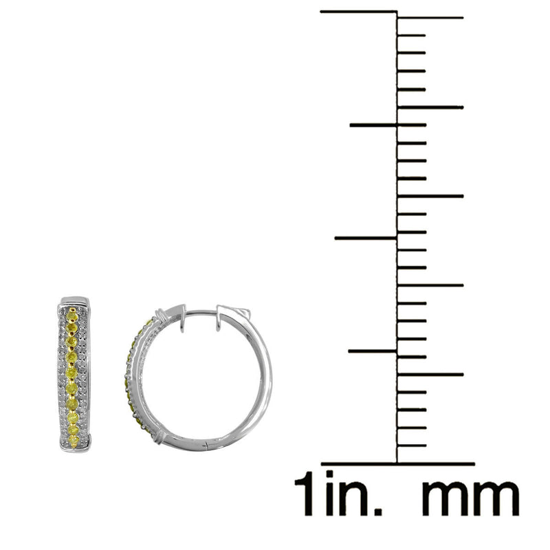 Sterling Silver with 1.00 CTTW Genuine Yellow Diamond Hoop Earring