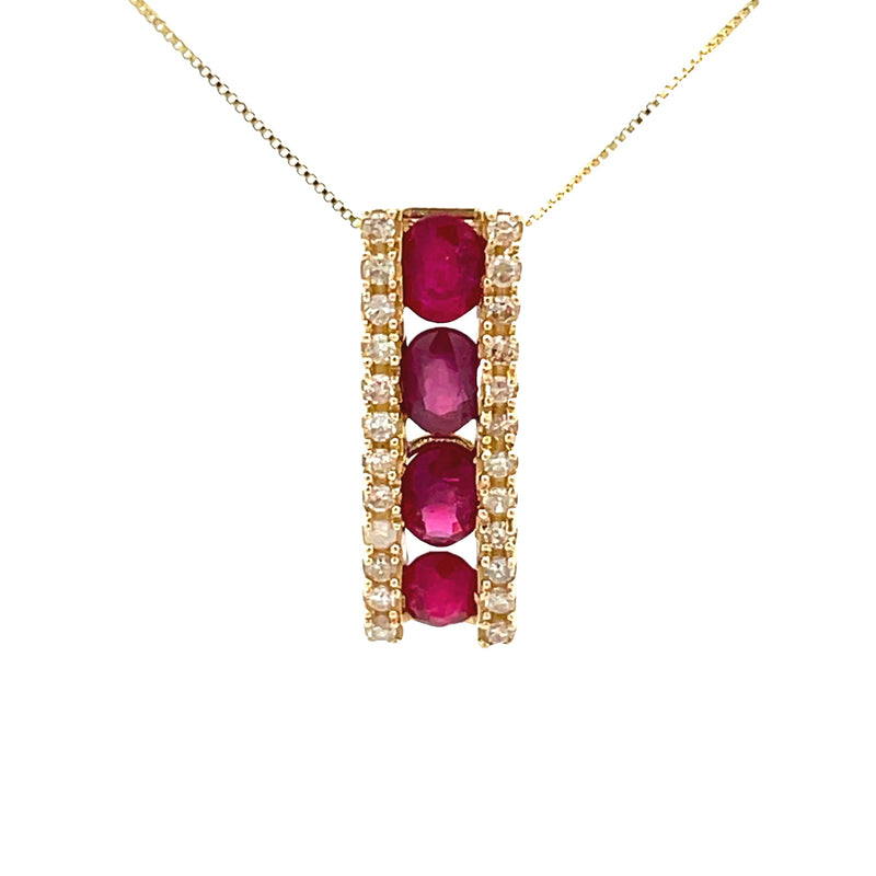 .98ct Ruby Diamond Fashion Pendants 14KT Yellow Gold