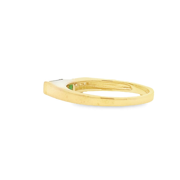 .06ct Created Emerald Diamond Ring 10KT Yellow Gold