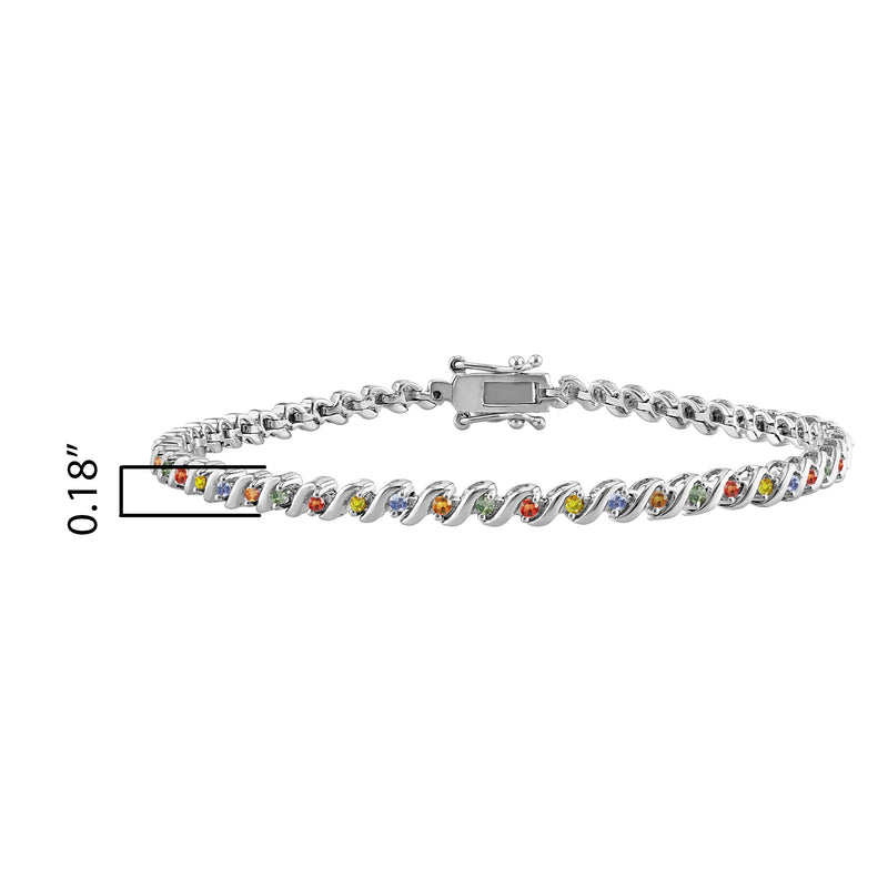 Sterling Silver Multi Sapphire Tennis Bracelet