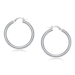 14k White Gold Polished Hoop Earrings (40 mm)