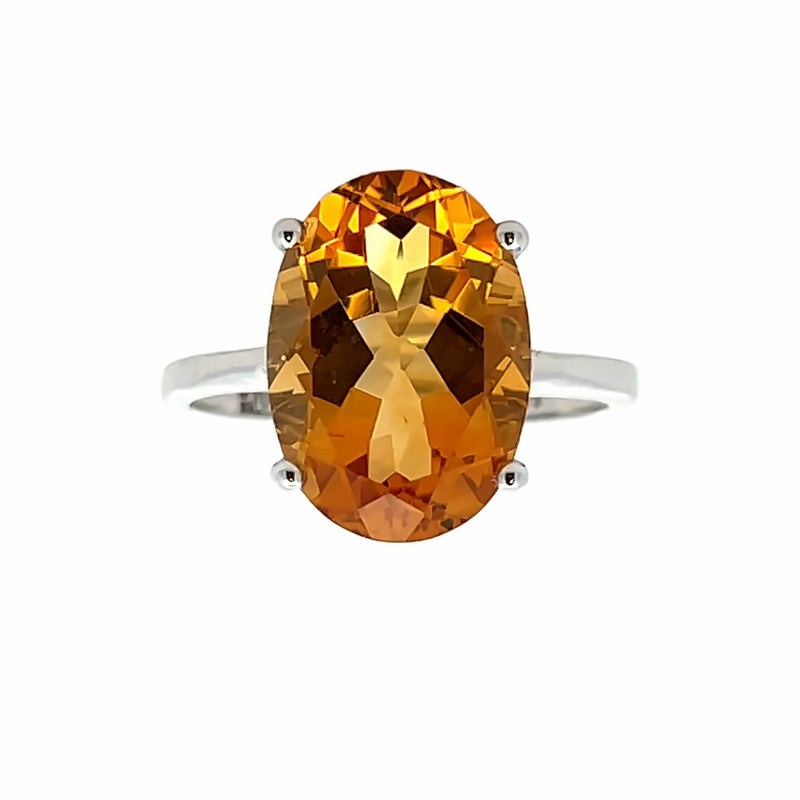 Natural 5.00ct Citrine Ring 14KT White Gold