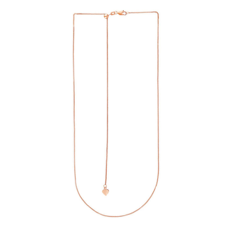 14k Rose Gold Adjustable Wheat Chain (1.00 mm)