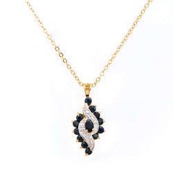 1.52 ctw Sapphire & Diamonds 18K Gold Plated Designer Pendant 18 in