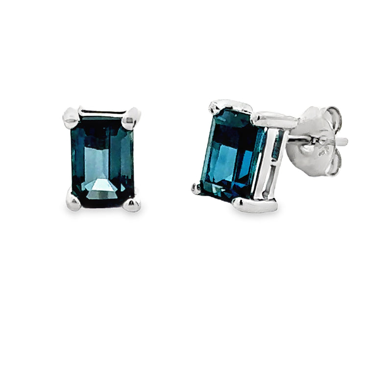 1.30ct London Blue Topaz Stud Earrings 10KT White Gold