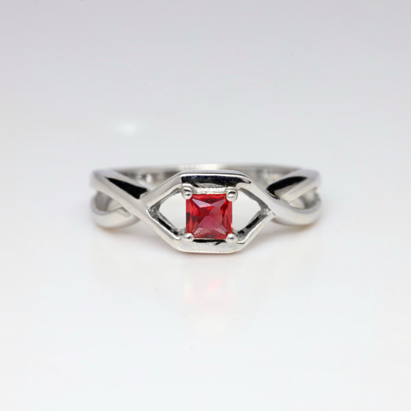 Princess Cut WG Ruby Ring