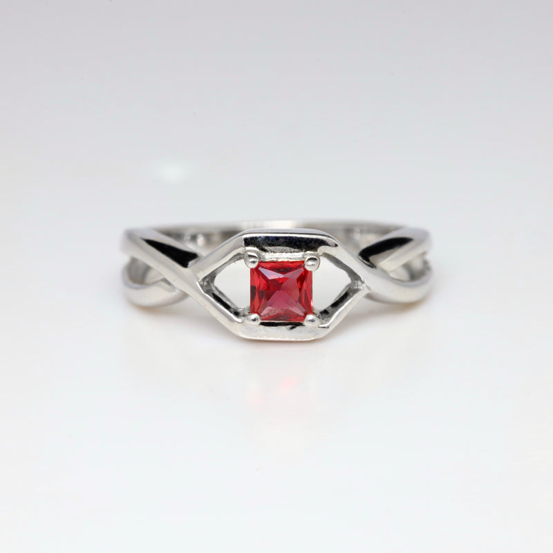 Princess Cut WG Ruby Ring