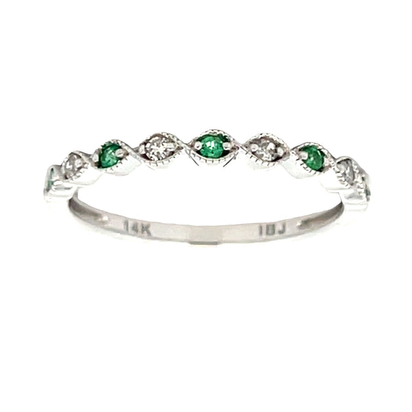 .16ct Emerald Diamond Wedding Band Ring 14KT White Gold