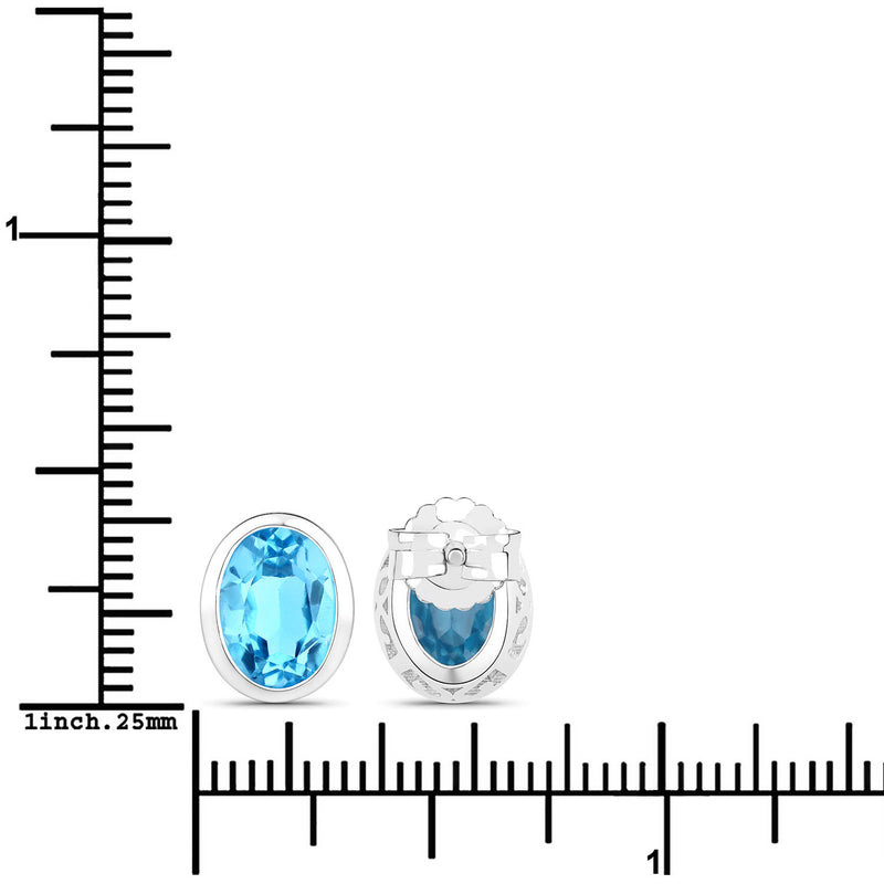 4.00 Carat Genuine Swiss Blue Topaz .925 Sterling Silver Earrings