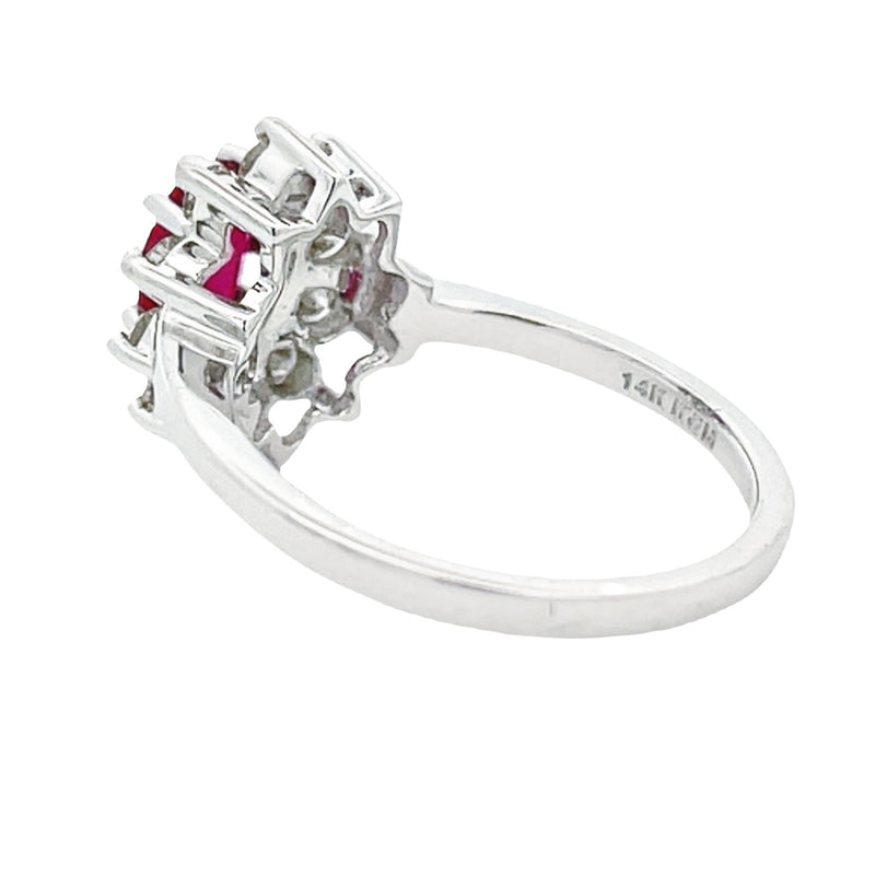 Genuine 1.35ct Ruby Diamond Ring 14KT White Gold