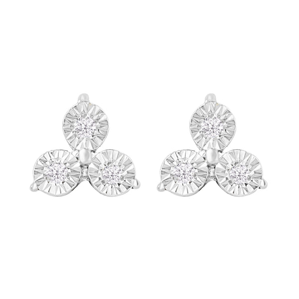 V3 Jewelry Natural White Diamond Sterling Silver Stud Earrings