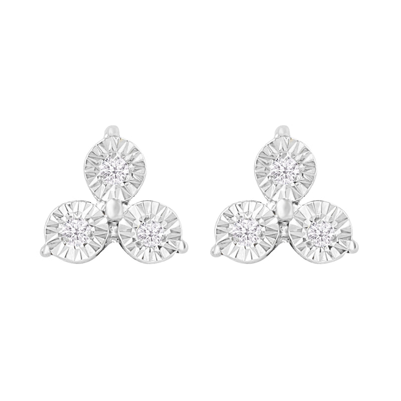 V3 Jewelry Natural White Diamond Sterling Silver Stud Earrings