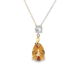 Citrine White Topaz Fashion Pendants 10KT Yellow Gold