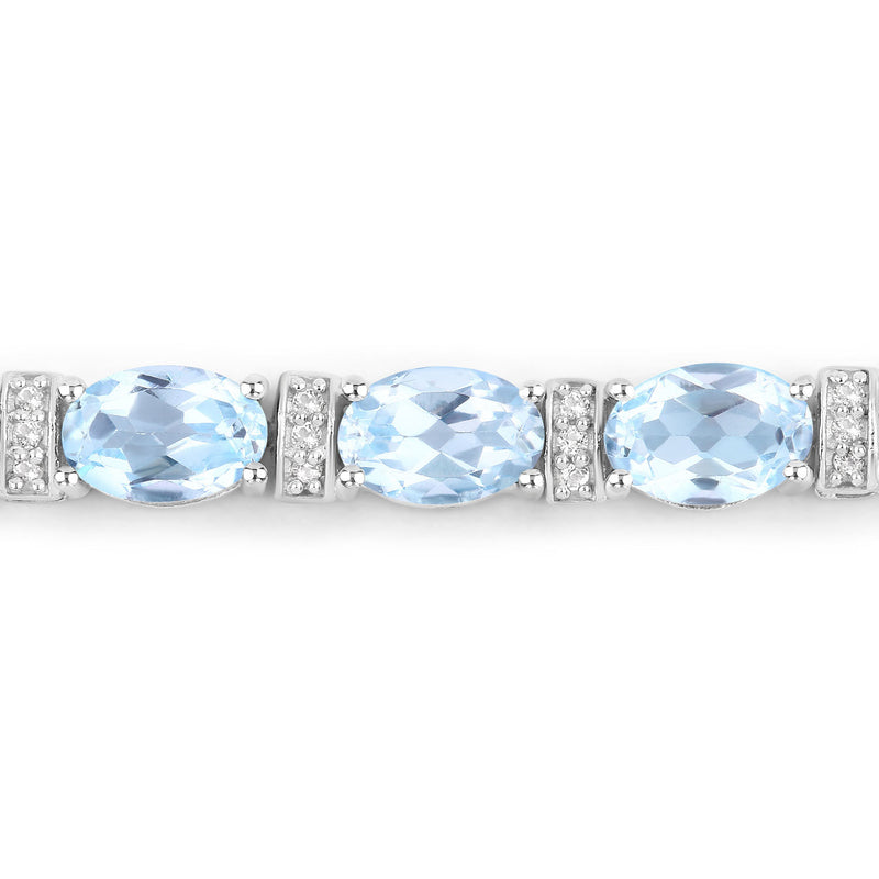 5.75 Carat Genuine Blue Topaz and White Topaz .925 Sterling Silver Bracelet