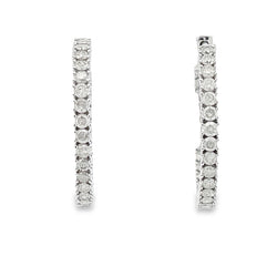 Genuine 1.53ct Diamond Hoop Earrings 10KT White Gold