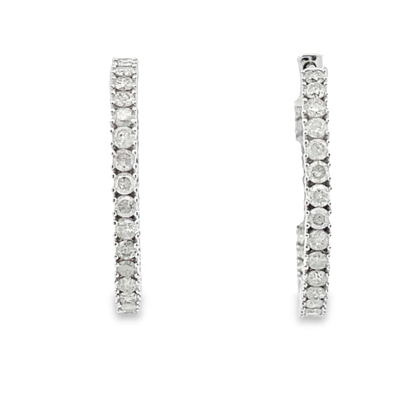 Genuine 1.53ct Diamond Hoop Earrings 10KT White Gold