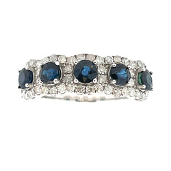 Natural 1.74ct Sapphire Diamond Ring 14KT White Gold