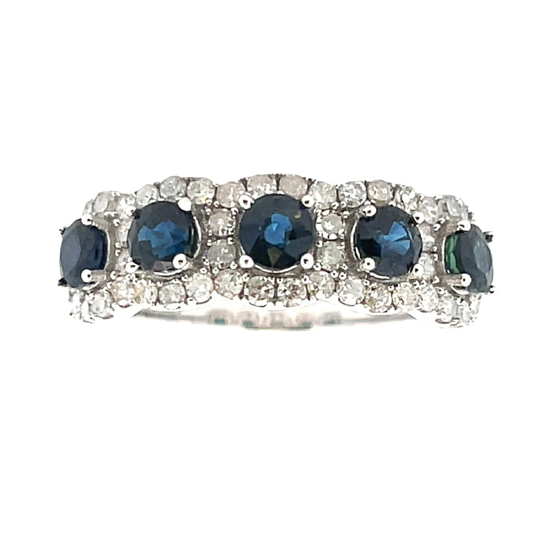 Natural 1.74ct Sapphire Diamond Ring 14KT White Gold