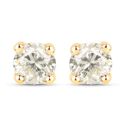 1.01 Carat Genuine LB Diamond 14K Yellow Gold Earrings