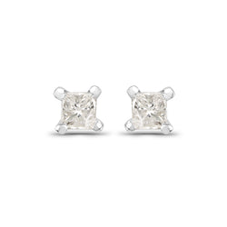 0.10 Carat Genuine White Diamond 14K White Gold Earrings
