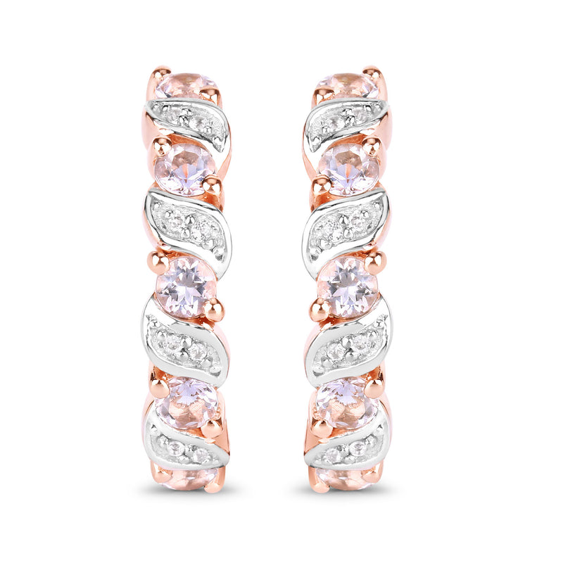 0.98 Carat Genuine Morganite and White Topaz .925 Sterling Silver Earrings